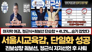 (D-4 재보선 판세 분석) 서울시교육감, 완전한 단일화 성공..."진보합 41.2%, 승기 잡았다"