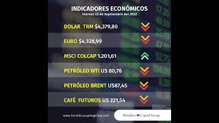 Indicadores económicos para el día viernes 23 de septiembre de 2022, en Colombia.