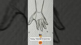 🔅 KOLAY TEKNİK EL;✋🏻 ÖĞRETİCİ ÇİZİMİ & HAZIR BASMALI - KALEMLE İLK RESİM ÇİZ !? #handdrawing #shorts