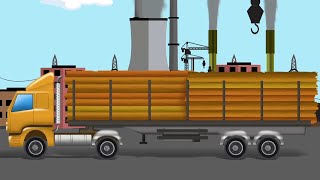 Transport Truck, Car Cartoon Video For Children