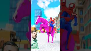 Spider-Man rides horse to chase imposter#gta #shorts#spiderman#hulk