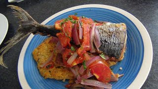 Receta tacu tacu con pescado encebollado