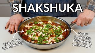 Smokey Roasted Red Pepper Shakshuka with Feta