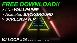 FREE DOWNLOAD!! Live Wallpaper, Background & Screensaver - VJ LOOP 24 - 4K - Triangular Tunnel Neons