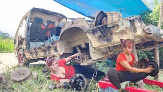 Genius girl repairs and restores an old car that was abandoned long ago (P2).