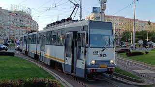 Tramvaiul V3A-93-2S #4042 în acces pe linia 55 la Bucur Obor