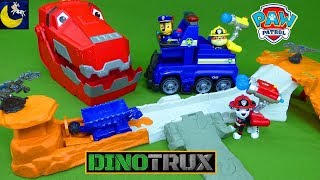 Dinotrux and Paw Patrol Toys Ty Rux Ton Ton Hangtime Playset Ramp Ultimate Rescue Toy Video for Kids