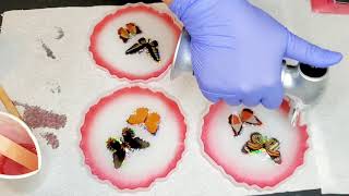 EP 08 - Dusky Pink Butterfly Resin Coasters | Epoxy Resin Art | Resin Art For Beginners