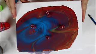 Fluid Acrylic Painting - Tree Ring Swirl Pour With Obstacles