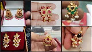 Latest light weight gold dailywear earrings designs| simple dailywear gold earrings collection