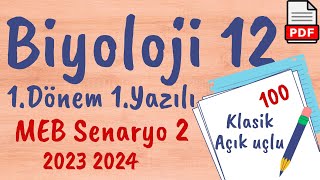 Biyoloji 12.Sınıf 1.Dönem 1.Yazılı Ortak yazılı MEB Senaryo 2 açık uçlu/klasik  biyoloji 2023 2024