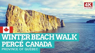 WINTER BEACH WALK in PERCÉ Canada [NON-STOP] 4K