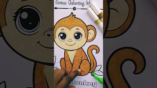 Arina Coloring Wyo | Easy Monkey 🐒 Coloring Page | Fun and 😊 Relaxing #shots