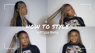 10 WAYS TO STYLE KNOTLESS BRAIDS (WITHOUT RUBBER)| EASY