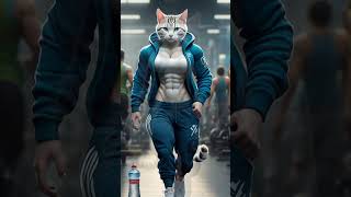 Bodybuilder cat ai video #cat #funny #talkingtom #kucing #cartoon #aishorts