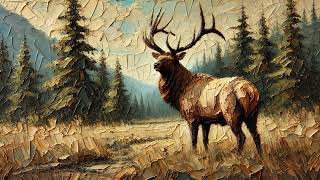 Majestic Elk in Nature | Textured Oil Painting TV Screensaver | TV Art