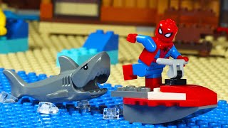 Lego City Beach Spiderman Shark Attack Lifeguard