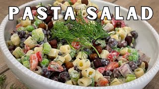 Easy Summer Pasta Salad with Black Chickpeas - Starch Solution 50/50 meal.