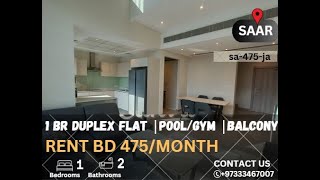 1BR Duplex Flat | Pool/Gym| Balcony |sa-475-ja