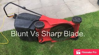 Lawn Mower Blunt Blade  vs Sharp Blade Testing the difference on my lawn.