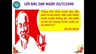 LỜI BÁC HỒ DẠY NGÀY 25/7/1949