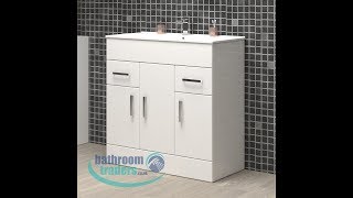 Premier - Turin 800mm Gloss White 3 Door Vanity Unit & Basin