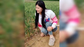 Lady with Polio Feet Moving Slowly in the Field | Life without Wheelchair