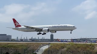 Turkish Airlines Boeing 777-300ER landing at Los Angeles International Airport