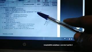 La comptabilité analytique :exercice 1 avec corrigé partie 4