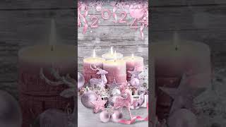 Winter pink 2024 font candles New Year Animated