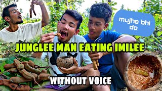 Collecting And Eating Green Tamarind Fruit With Hot Salt & Chili In Jungle||Mr poor VLOG#