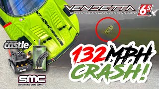 Arrma Vendetta 132mph Crash!! | Castle 2200kv, MMX8S, SMC 6S 7600