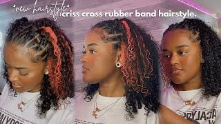 criss cross rubber band hairstyle - natural hair.