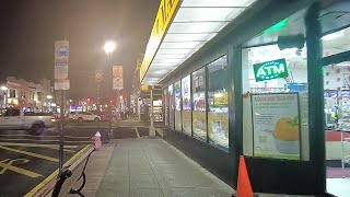 Night walk on Bergenline Avenue in Guttenberg and North Bergen in New Jersey, USA | 68th St to 79th