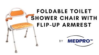 MEDPRO™ Foldable Toilet Shower Chair with Flip-up Armrest