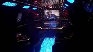 Laser light show with fog machine in Escalade Limo