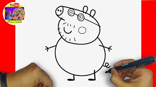 HOW TO DRAW DADDY PIG FROM PEPPA PIG