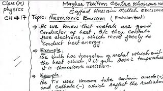 Class10|| Thermionic Emission || Thermodynamics || Physics Chapter 17