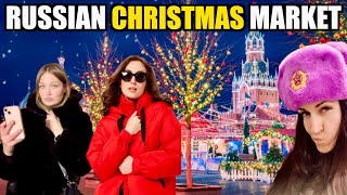 4K RUSSIA - MOSCOW CHRISTMAS MARKET 2023 TOUR | KREMLIN FAIR & CHRISTMAS LIGHTS OF RED SQUARE