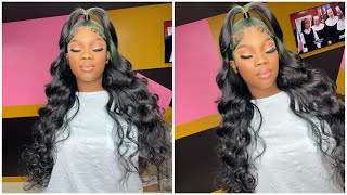 JET BLACK WITH HUNTER GREEN ROOTS🖤| Custom Color & Body Wave Wig Install🖤| Tinashe Hair🖤