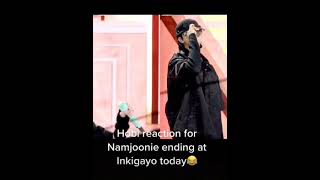 Hobi reaction for Namjoon ending at Inkigayo today 🤣😂