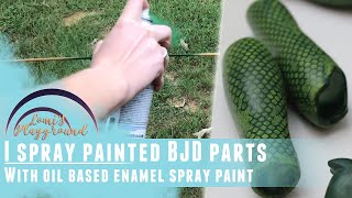 I spray painted BJD parts with oil-based enamel