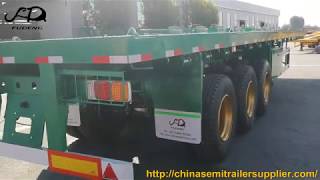 Cheap 3 axle 40ft or 20ft container flatbed truck trailer and flat bed semi trailer for sale