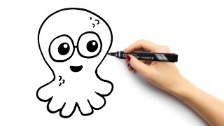 How to draw octopus 🐙🌊 easy drawing 👾 tutorial 🦑 amazing drawing | drawing for kids | осьминог