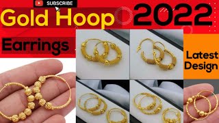 22k Yellow Gold Hoops Round Earrings 2022 | Solid Gold plated Hoop Bali Earrings | Trending ideas