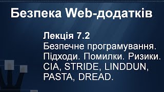 Лекція 7.2 Безпечне програмування. Підходи. Помилки. Ризики. CIA, STRIDE, LINDDUN, PASTA, DREAD.