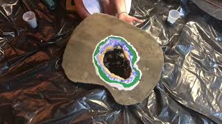 Geode Table Pouring Technique Time lapse