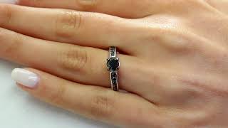 1 CTW Round Cut Black Diamond Channel Set Engagement Ring in 10K White Gold (MDR130079)