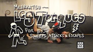 Leg Torquing for sweeps, attacks and escapes