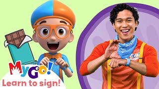 Learn Sign Language with Blippi Wonders! | Chocolate Factory | MyGo! | ASL for Kids